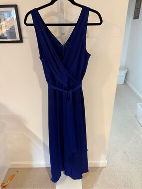 DKNY Royal Blue Sleeveless Wrap Maxi Dress